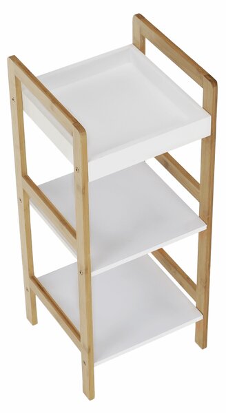 KONDELA Úložný regál, lakovaný bambus/bílá, NIMES