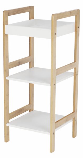KONDELA Úložný regál, lakovaný bambus/bílá, NIMES