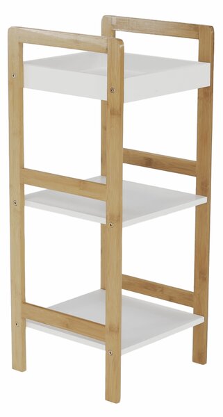 KONDELA Úložný regál, lakovaný bambus/bílá, NIMES