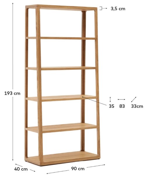 Dubový regál Kave Home Maymai 193 x 90 cm