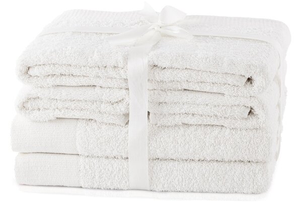 AmeliaHome - Sada bavlněných ručníků bílý hladké AMARI-2*70x140+ 4*50x100