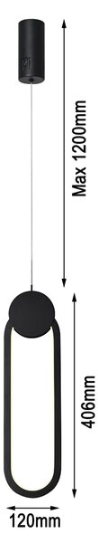 Immax NEO LITE OVALE Smart závěsné svítidlo černé 40x12cm 22W Tuya WiFi s podporou BEACON