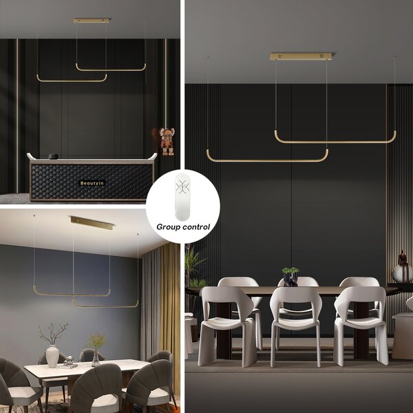 Immax NEO PATTINI Smart závěsné svítidlo dvojité 160-280cm, 53W, 3640lm zlaté Zigbee 3.0