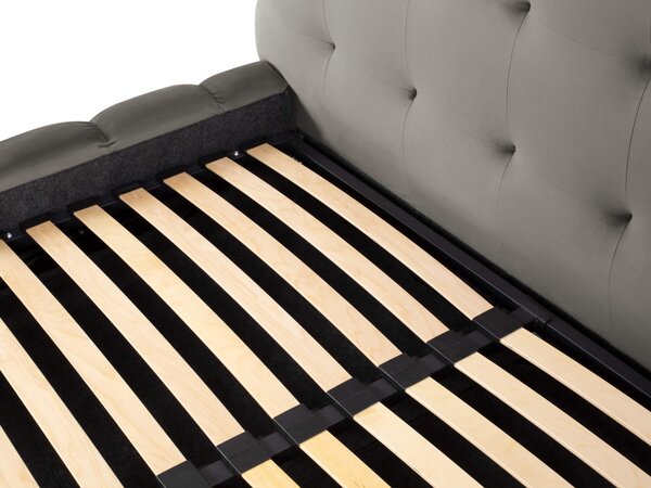 Dvoulůžková čalouněná postel Mamaia s úložným prostorem 200 x 200 cm samet šedá