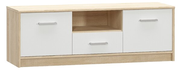 KONDELA RTV stolek 2D1S, bílá/dub sonoma, TEYO