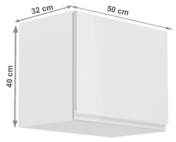 KONDELA Horní skříňka, bílá / bílý extra vysoký lesk, AURORA G50K