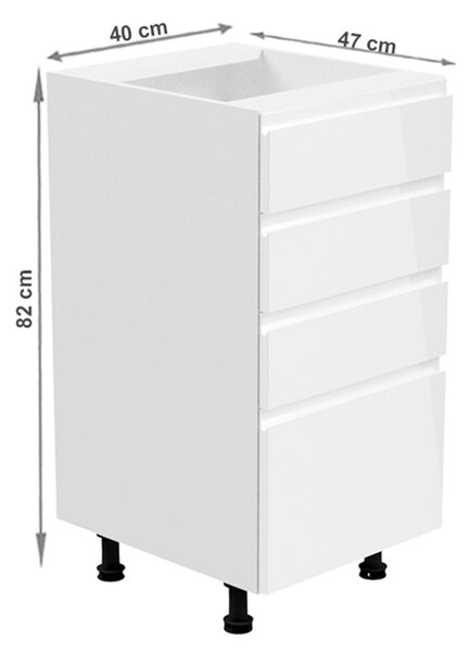 KONDELA Spodní skříňka, bílá / bílá extra vysoký lesk, AURORA D40S4