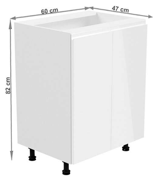 KONDELA Spodní skříňka, bílá / bílá extra vysoký lesk, AURORA D602F