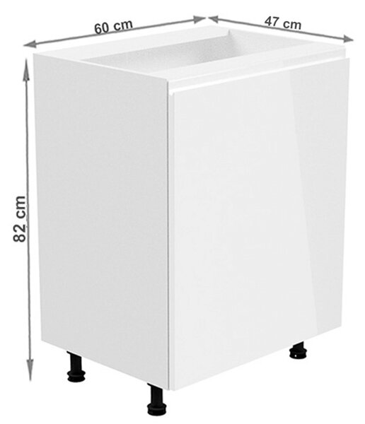 KONDELA Spodní skříňka, bílá / bílá extra vysoký lesk, pravá, AURORA D601F