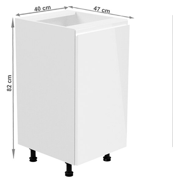KONDELA Spodní skříňka, bílá / bílá extra vysoký lesk, pravá, AURORA D40