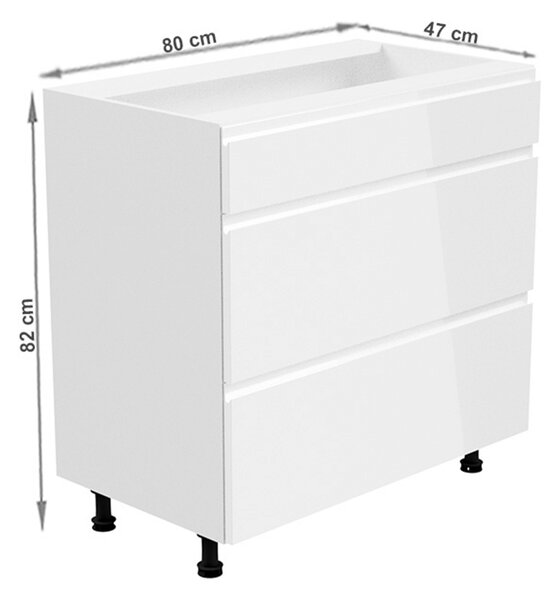 KONDELA Spodní skříňka, bílá / bílá extra vysoký lesk, AURORA D80S3