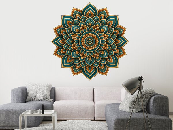 Posvátná mandala textilní přelepitelná samolepka na zeď arch 45 x 45 cm