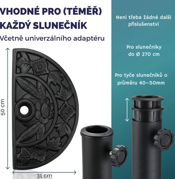 Stojan na slunečník SUMMER, půlkruhový, černý Deuba
