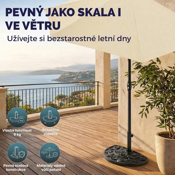 Stojan na slunečník SUMMER, půlkruhový, černý Deuba