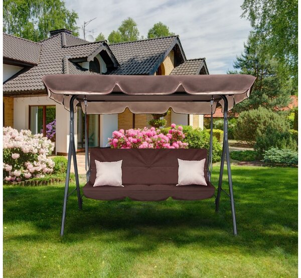 Aga Zahradní houpačka Majka Relaxační, Hnědá, Ocel, Polyester, Klasický, Nosnost 200 kg, 3 osoby STK4368