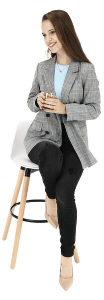 KONDELA Barová židle, bílá / buk, EVANS
