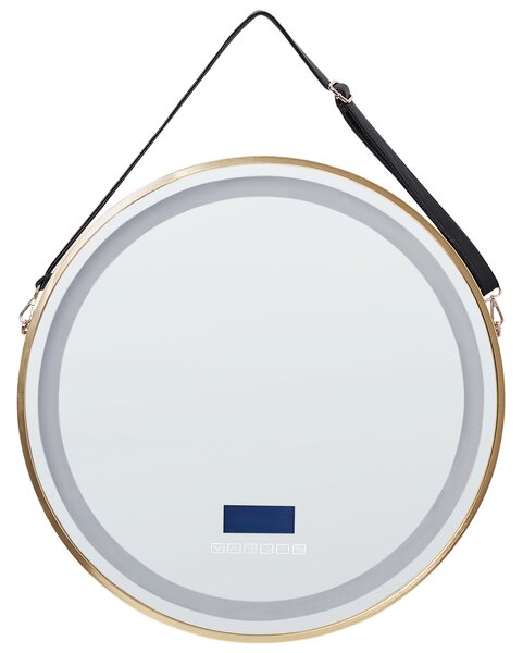 LED koupelnové zrcadlo DAROIS 60 cm 60 cm s reproduktorem Bluetooth Zlatá