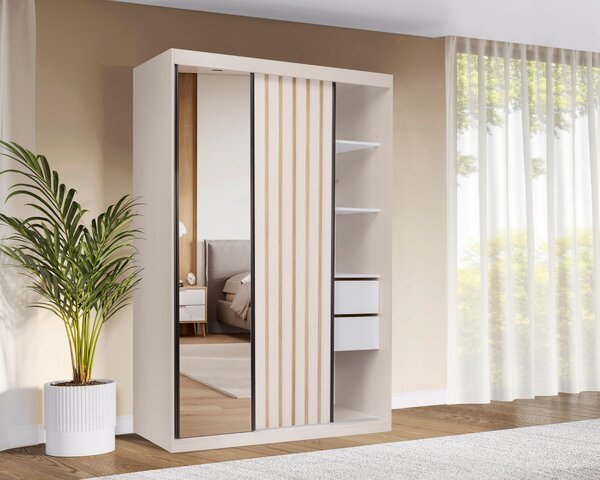 ŠATNÍ SKŘÍŇ S POSUVNÝMI DVEŘM, kašmírová, 150/215/59,5 cm P & B - Šatní skříně, Online Only