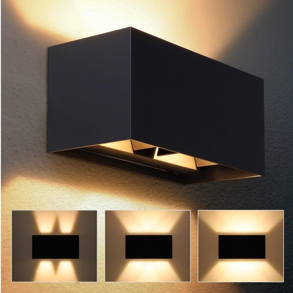 Brilagi - LED Venkovní nástěnné svítidlo DOUBLE CUBE LED/12W/230V černá IP65