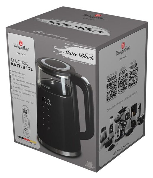 Rychlovarná konvice s regulací teploty digitální 1,7 l Matte Black Collection