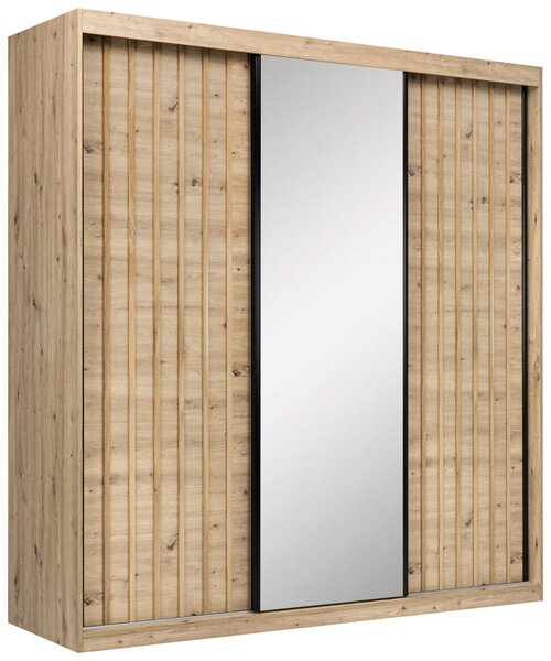 ŠATNÍ SKŘÍŇ S POSUVNÝMI DVEŘM, dub artisan, 200/215/59,5 cm P & B - Šatní skříně, Online Only