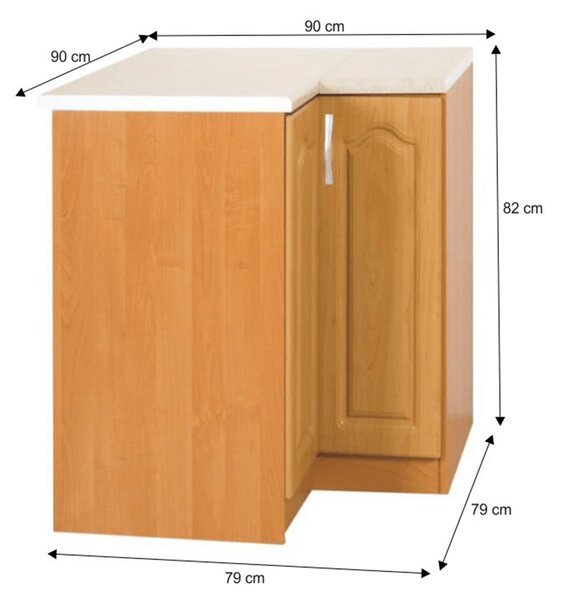 KONDELA Kuchyňská skříňka, olše, pravá, LORA MDF NEW KLASIK S90 / 90