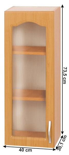 KONDELA Horní skříňka, olše, levá, LORA MDF NEW KLASIK W40S