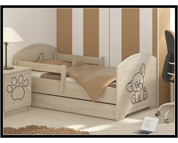 Dětská postel s výřezem PEJSEK - přírodní 160x80 cm