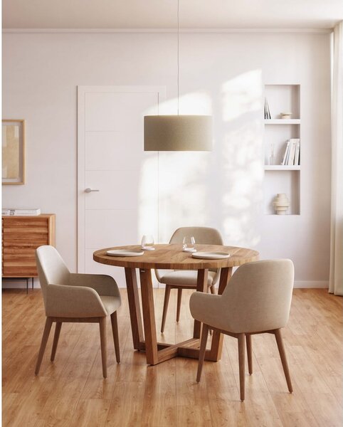 Béžové čalouněné jídelní křeslo s područkami Konna – Kave Home