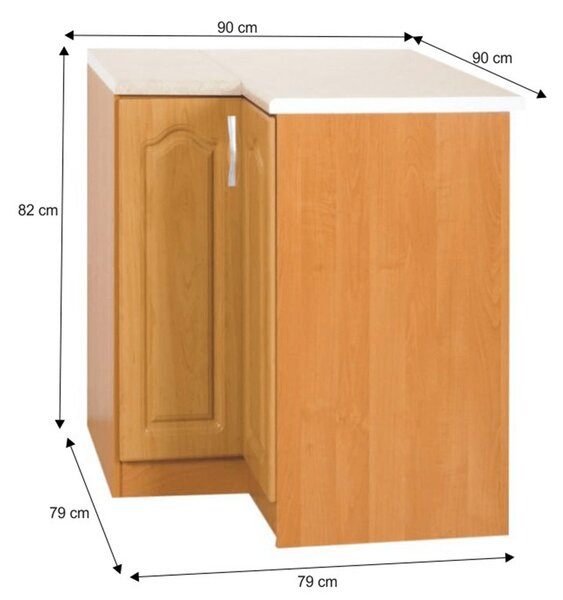 KONDELA Kuchyňská skříňka, olše, levá, LORA MDF NEW KLASIK S90 / 90