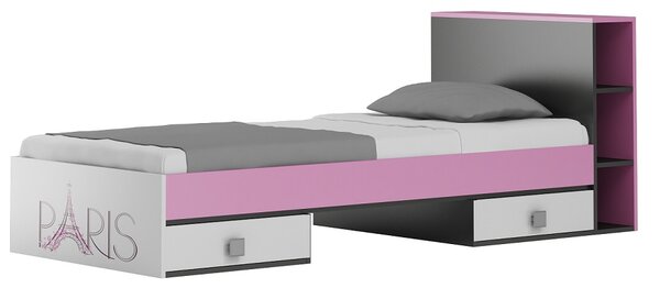 Dětská postel s policemi PAŘÍŽ - 200x90 cm