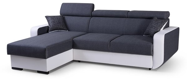 Rohová sedačka Istar (tmavě šedá + bílá) (L)