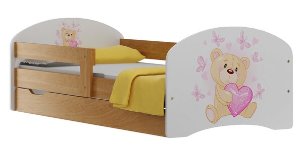 Dětská postel se šuplíky MEDVÍDEK SE SRDÍČKEM 180x90 cm