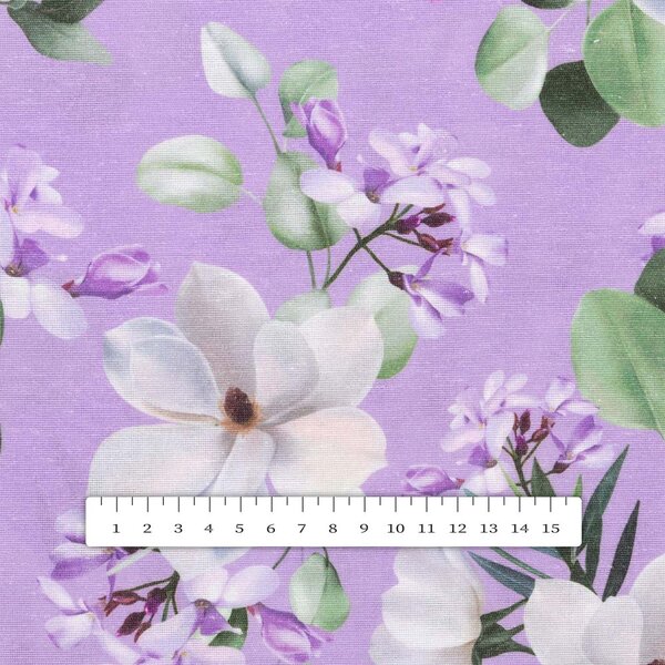 Biante Oblý podsedák PML-044 Květy magnolie na fialovém - 39x37x3 cm