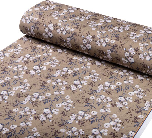 Biante Dekorační obdélníkový ubrus PML-036 Pnoucí květiny na hnědém 50x100 cm