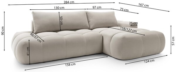 Rohová sedací souprava Ombre (P) (krémová + černá)