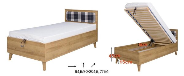 Jednolůžková postel 90 cm Mimone P (dub zlatý) (s roštem)