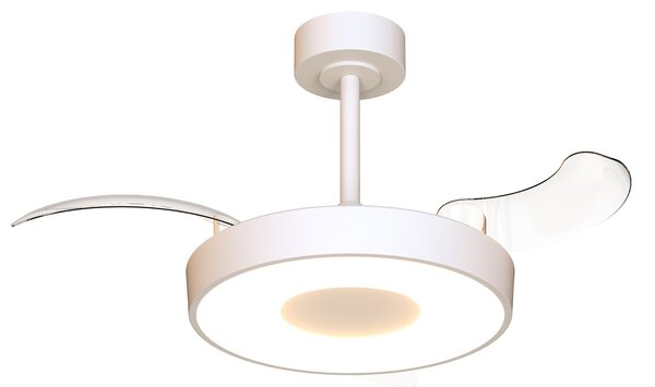Mantra 9496 Coin Smart Mini, rozvinovací ventilátor se svítidlem a dálk. ovladačem, LED 36W 3000-5000K, bílá, průměr 43/91cm