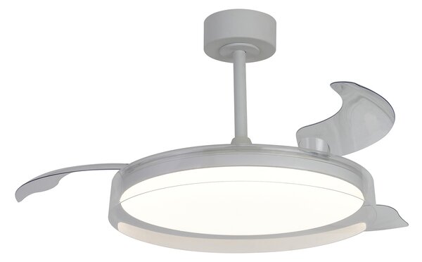 Mantra 9525 Glass, rozvinovací ventilátor se svítidlem a dálk. ovladačem, LED 40W 3000-5000K, čirá, průměr 53/106cm