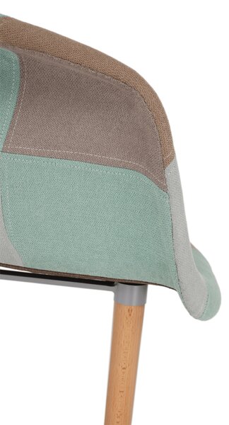 KONDELA Křeslo, látka patchwork mentol/hnědá/buk, KADIR NEW TYP 5