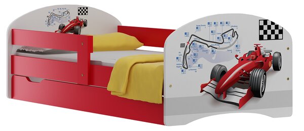 Dětská postel se šuplíky ČERVENÁ FORMULE 180x90 cm