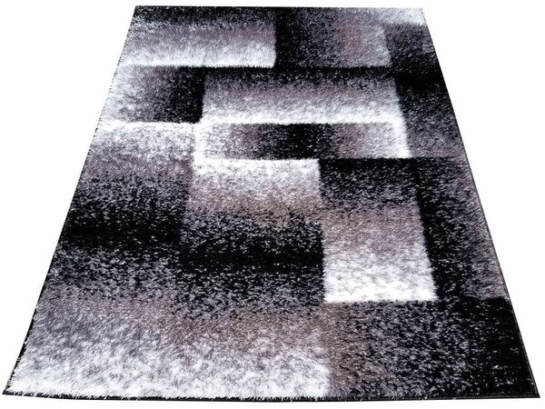 Kusový koberec SHAGGY NEVADA - tetris - šedý