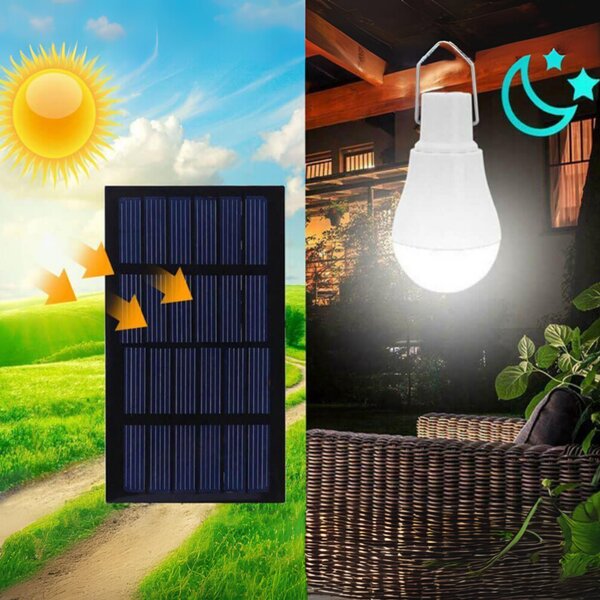 4Leaders Žárovka se solárním panelem studená bílá 10,5×6,2×6,2 cm 500 mAh