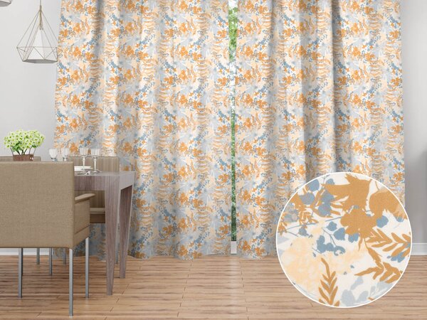 Biante Sametový závěs Tamara TMR-043 Hnědo-modré designové rostliny 135x140 cm