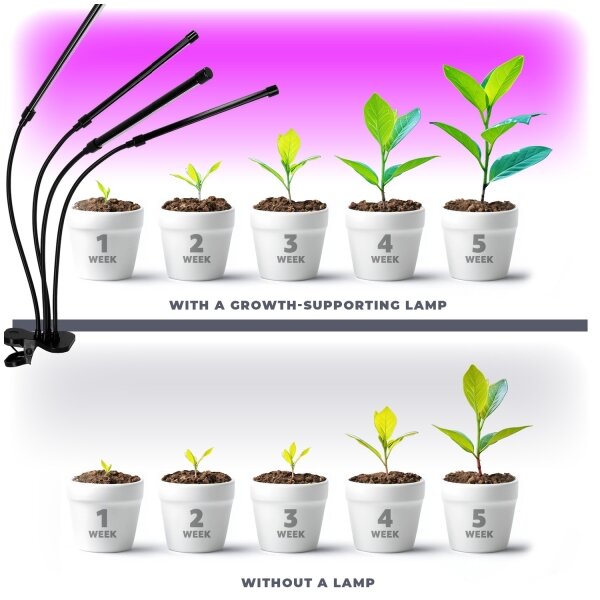 LED Stmívatelná lampa s klipem pro pěstování rostlin VITARO 4xLED/10W/230V černá