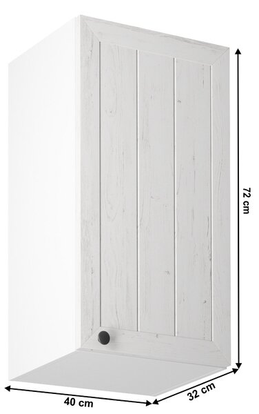 KONDELA Horní skříňka G40, pravá, bílá / sosna andersen, PROVANCE