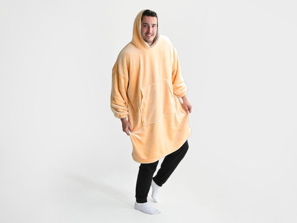 XPOSE® Mikinová deka s beránkem - meruňková