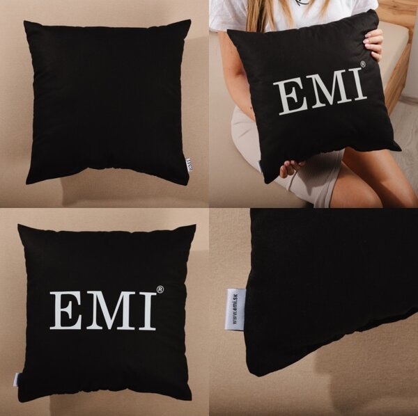 Polštář 40x40 s černým potiskem EMI
