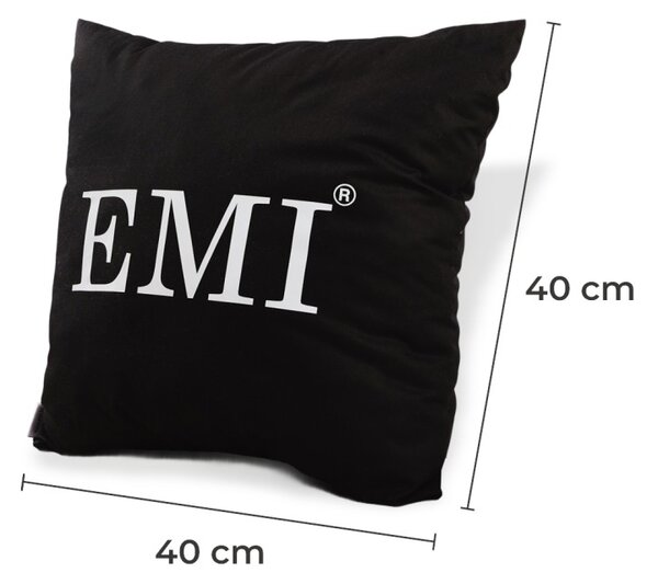 Polštář 40x40 s černým potiskem EMI