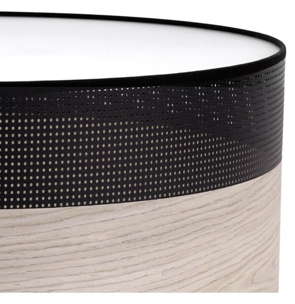 Stropní svítidlo Wood, 1x světle béžová dubová dýha/černé plastové stínítko, (bílé plexisklo), (fi 40cm)
